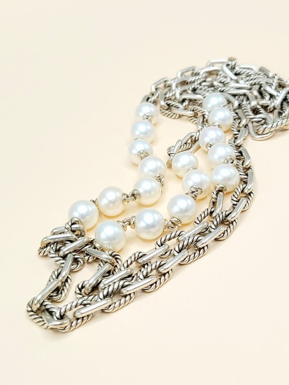 David Yurman Madison Chain Necklace w/ Pearls - 36" - RARE - Picture 8 of 15